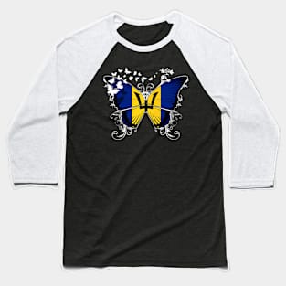 Barbados Flag Butterfly Baseball T-Shirt